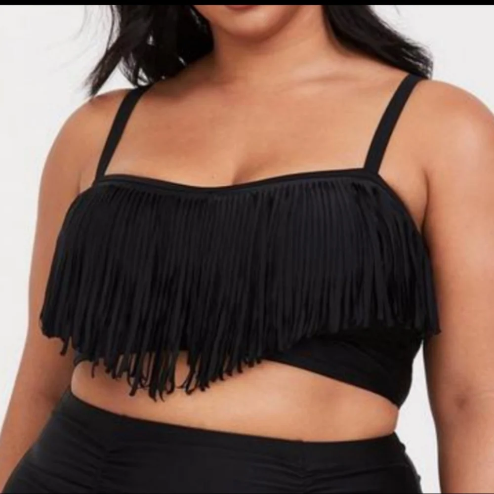 Torrid Fringe Swim Top in Black Size 4X